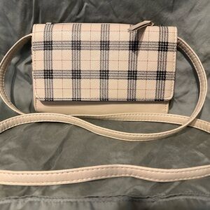 Plaid Crossbody Bag - Cream and Black